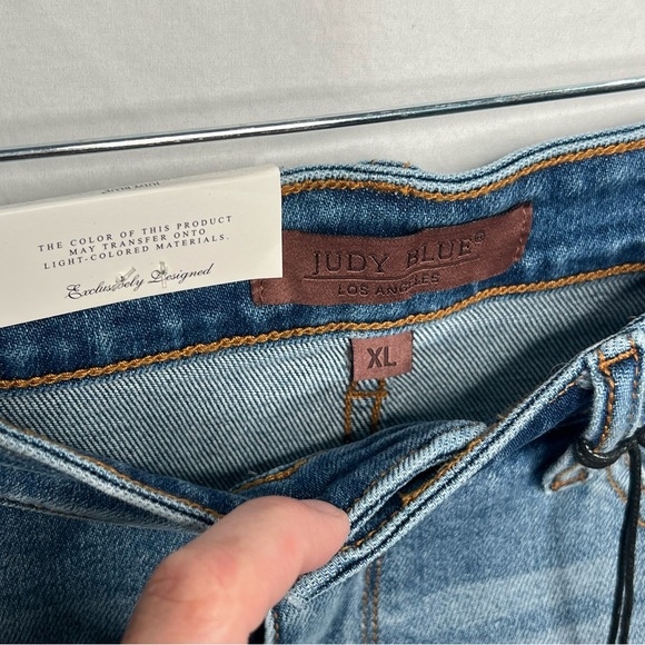 NWT Judy Blue High Waist Cut Off Denim Jean Shorts XL Style JB15276 Light Wash - Picture 2 of 13